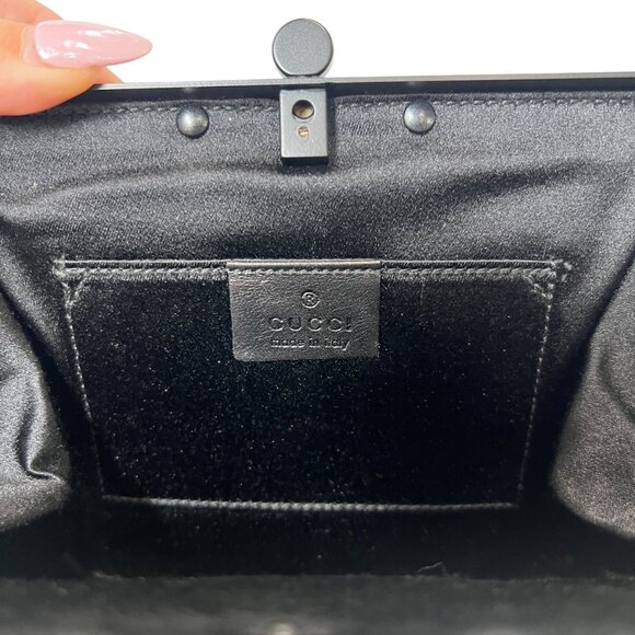 Gucci VINTAGE '03 Black Satin Pleated Multi Embroidered Tassel Mini Shoulder Bag - Picture 11 of 12